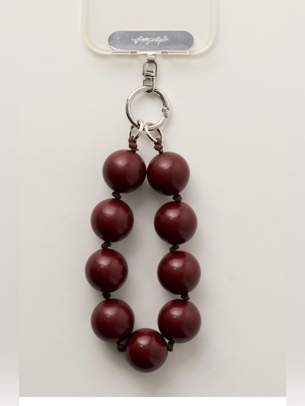 Free People Burgundy Beaded bauble phone wristlet
